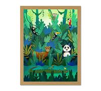 Wee Blue Coo Jungle Animals Amazon Wall Large Framed Art Print Poster Wall Decor 18x24 inch