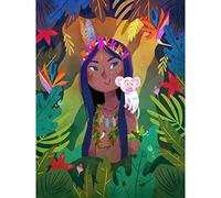 Wee Blue Coo Jungle Girl Flowers Monkey Canvas Wall Art Print