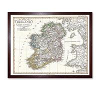 Wee Blue Coo Justus Perthes Map Ireland Four Districts Vintage Art Print Framed Poster Wall Decor 12X16 Inch