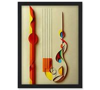 Wee Blue Coo Kandinsky Inspired Abstract Musical Symbol Clefs Music Yellow Turquoise Orange Artwork Framed Wall Art Print A4