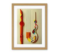Wee Blue Coo Kandinsky Inspired Abstract Musical Symbol Clefs Music Yellow Turquoise Orange Artwork Framed Wall Art Print 18X24 Inch