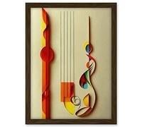 Wee Blue Coo Kandinsky Inspired Abstract Musical Symbol Clefs Music Yellow Turquoise Orange Artwork Framed A3 Wall Art Print