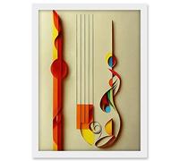 Wee Blue Coo Kandinsky Inspired Abstract Musical Symbol Clefs Music Yellow Turquoise Orange Artwork Framed A3 Wall Art Print