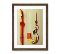 Wee Blue Coo Kandinsky Inspired Abstract Musical Symbol Clefs Music Yellow Turquoise Orange Artwork Framed Wall Art Print 18X24 Inch