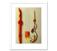 Wee Blue Coo Kandinsky Inspired Abstract Musical Symbol Clefs Music Yellow Turquoise Orange Artwork Framed Wall Art Print 12X16 Inch