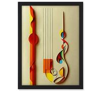 Wee Blue Coo Kandinsky Inspired Abstract Musical Symbol Clefs Music Yellow Turquoise Orange Artwork Framed A3 Wall Art Print