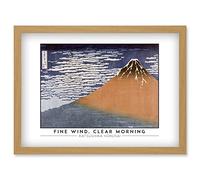 Wee Blue Coo Katsushika Hokusai Fine Wind, Clear Morning Mount Fuji Painting Artwork Framed Wall Art Print A4