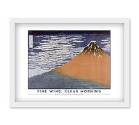 Wee Blue Coo Katsushika Hokusai Fine Wind, Clear Morning Mount Fuji Painting Artwork Framed Wall Art Print A4