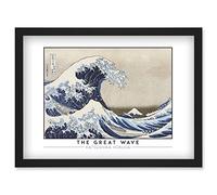 Wee Blue Coo Katsushika Hokusai The Great Wave or Under the Wave off Kanagawa Painting Artwork Framed Wall Art Print A4
