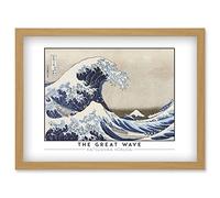 Katsushika Hokusai The Great Wave or Under the Wave off Kanagawa Painting Artwork Framed Wall Art Print A4 Artery8 Light Oak One Size