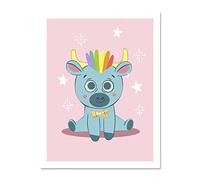 Wee Blue Coo Kawaii Cow Bow Tie Large Framed Art Print Wall Poster 18x24 inch