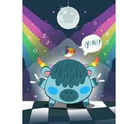 Wee Blue Coo Kawaii Cow Disco Party Large Art Print Poster Wall Decor