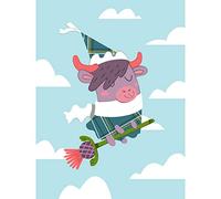 Wee Blue Coo Kawaii Cow Thistle Witch Large Art Print Poster Wall Decor