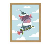 Wee Blue Coo Kawaii Cow Thistle Witch Large Framed Art Print Wall Poster 18x24 inch
