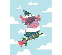 Wee Blue Coo Kawaii Cow Thistle Witch Unframed Art Print Poster Wall Decor 12x16 inch