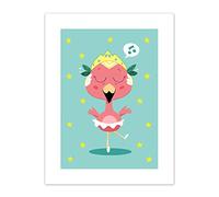 Wee Blue Coo Kawaii Flamingo Ballet Art Print Canvas Premium Wall Decor Poster
