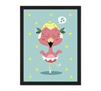 Wee Blue Coo Kawaii Flamingo Ballet Large Framed Art Print Wall Poster 18x24 inch