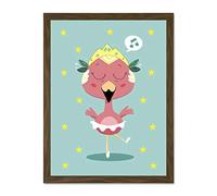 Wee Blue Coo Kawaii Flamingo Ballet Large Framed Art Print Wall Poster 18x24 inch