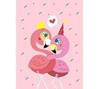 Wee Blue Coo Kawaii Flamingo Love Art Print Canvas Premium Wall Decor Poster