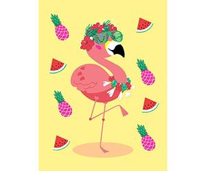 Wee Blue Coo Kawaii Flamingo Party Tropical Art Print Canvas Premium Wall Decor Poster