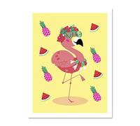 Wee Blue Coo Kawaii Flamingo Party Tropical Large Framed Art Print Wall Poster 18x24 inch