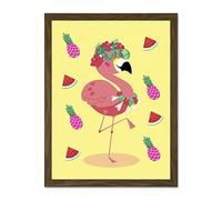 Wee Blue Coo Kawaii Flamingo Party Tropical Large Framed Art Print Wall Poster 18x24 inch