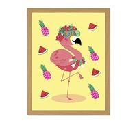Wee Blue Coo Kawaii Flamingo Party Tropical Large Framed Art Print Wall Poster 18x24 inch