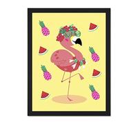 Wee Blue Coo Kawaii Flamingo Party Tropical Large Framed Art Print Wall Poster 18x24 inch