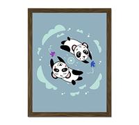 Wee Blue Coo Kawaii Panda Friends Large Framed Art Print Wall Poster 18x24 inch