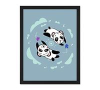 Wee Blue Coo Kawaii Panda Friends Large Framed Art Print Wall Poster 18x24 inch