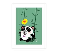Wee Blue Coo Kawaii Panda Love Art Print Canvas Premium Wall Decor Poster