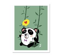 Wee Blue Coo Kawaii Panda Love Large Framed Art Print Wall Poster 18x24 inch