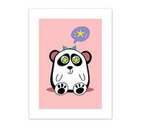Wee Blue Coo Kawaii Panda Star Art Print Canvas Premium Wall Decor Poster