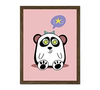 Wee Blue Coo Kawaii Panda Star Large Framed Art Print Wall Poster 18x24 inch