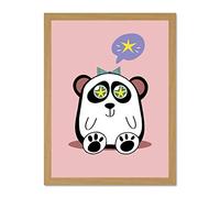 Wee Blue Coo Kawaii Panda Star Large Framed Art Print Wall Poster 18x24 inch