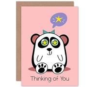 Wee Blue Coo Kawaii Panda Star Thinking of You Greeting Card With Envelope Blank Inside Premium Quality