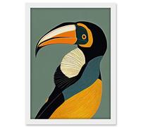 Wee Blue Coo Keel Billed Toucan Bird Portrait Vintage Illustration Artwork Framed A3 Wall Art Print