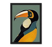 Wee Blue Coo Keel Billed Toucan Bird Portrait Vintage Illustration Artwork Framed Wall Art Print 18X24 Inch