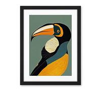 Wee Blue Coo Keel Billed Toucan Bird Portrait Vintage Illustration Artwork Framed Wall Art Print 18X24 Inch