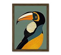 Wee Blue Coo Keel Billed Toucan Bird Portrait Vintage Illustration Artwork Framed Wall Art Print 18X24 Inch