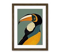 Wee Blue Coo Keel Billed Toucan Bird Portrait Vintage Illustration Artwork Framed Wall Art Print 18X24 Inch