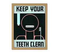 Wee Blue Coo Keep Your Teeth Clean Artwork Framed Wall Art Print 18X24 Inch