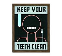 Wee Blue Coo Keep Your Teeth Clean Artwork Framed Wall Art Print 18X24 Inch