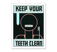 Wee Blue Coo Keep Your Teeth Clean Artwork Framed Wall Art Print 18X24 Inch