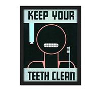 Wee Blue Coo Keep Your Teeth Clean Artwork Framed Wall Art Print 18X24 Inch