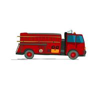 Wee Blue Coo Kids American Fire Truck Red Yellow Firemen Wall Art Print