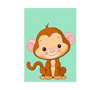 Wee Blue Coo Kids Cute Cartoon Baby Monkey Wall Art Print