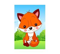 Wee Blue Coo Kids Red Fox Cub Smile Rosy Cheeks Green Field Wall Art Print