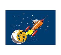 Wee Blue Coo Kids Spaceship Spaceman Moon Planet Space Wall Art Print