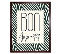 Wee Blue Coo Kitchen Zebra Bon Appetit Typography Art Print Framed Poster Wall Decor 12x16 inch